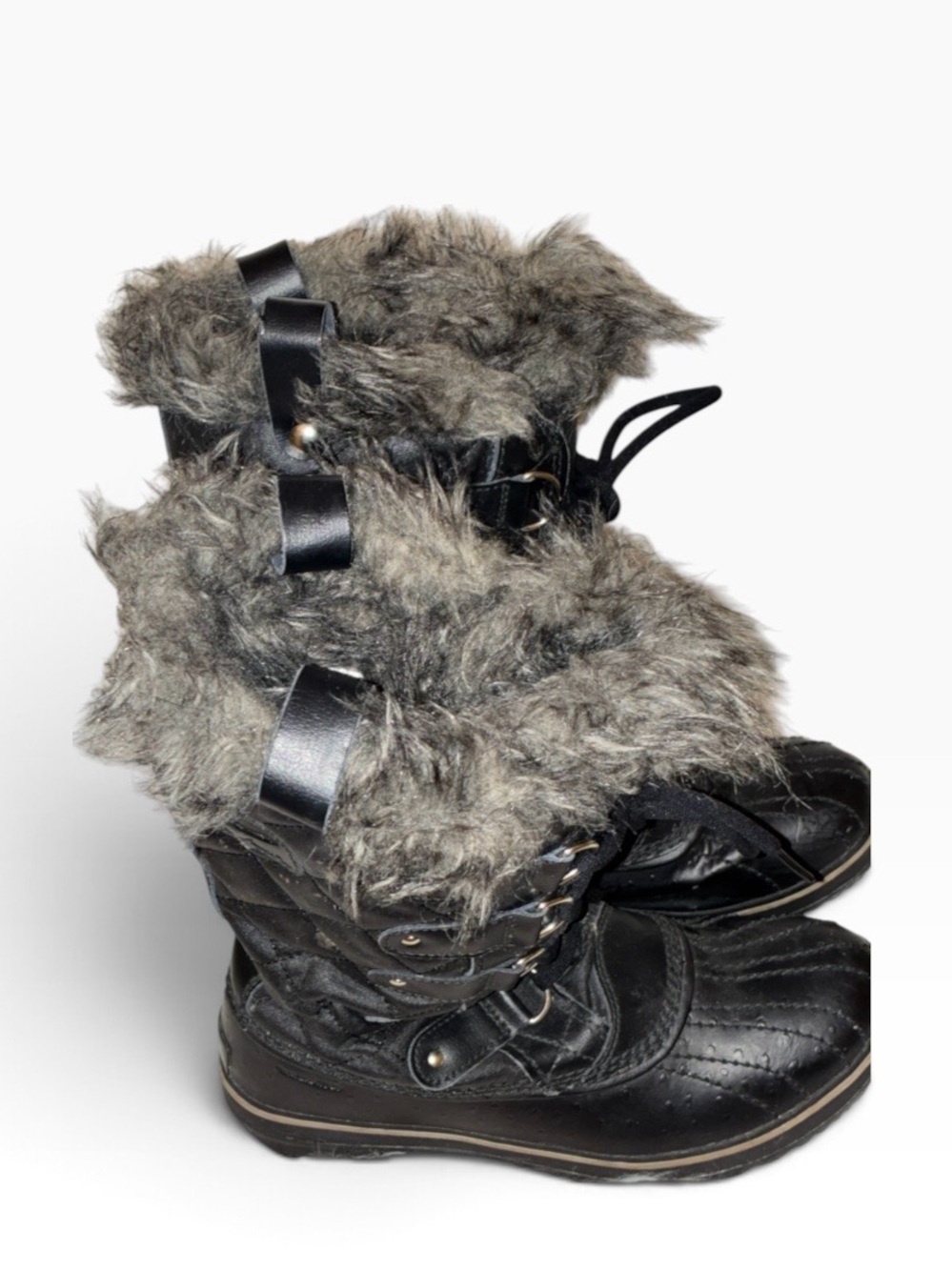 SOREL Tofino II Women's Winter Boots Black Waterproof Faux Fur Trim Snow Sz 8